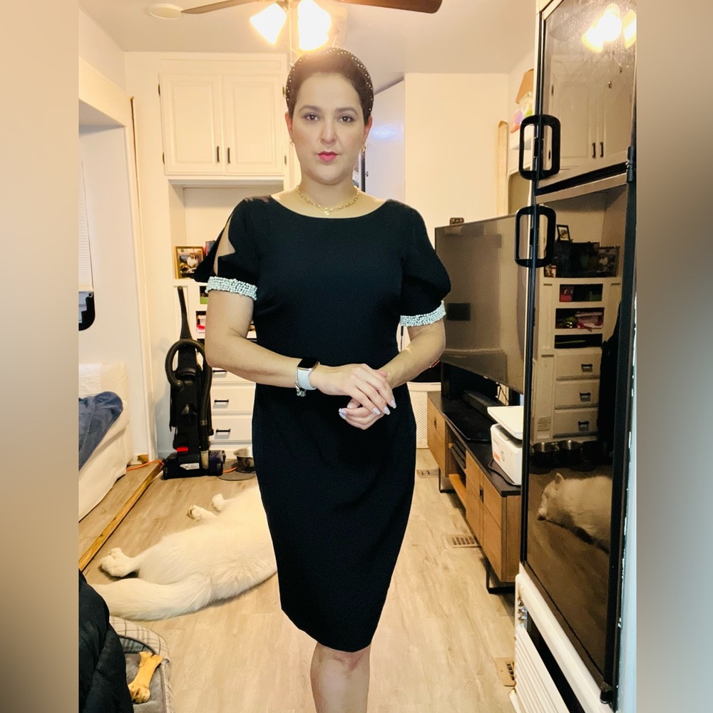 Gorgeous black dress with pearls